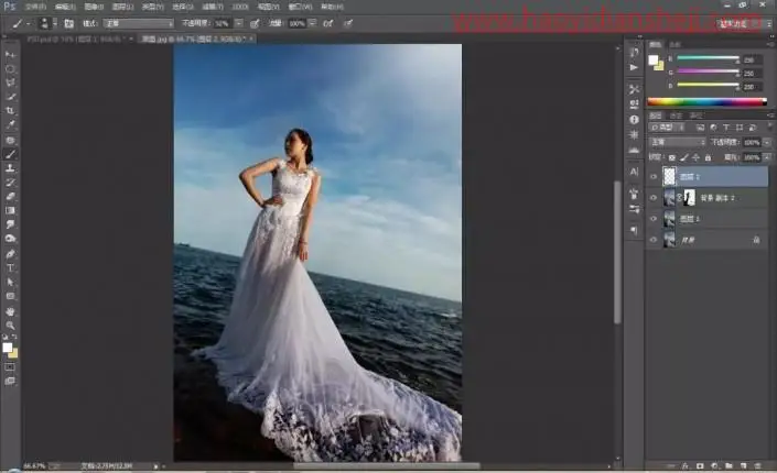 欧美色调，把婚纱照片制作成泛青黄调欧美色_www.haoyidiansheji.com