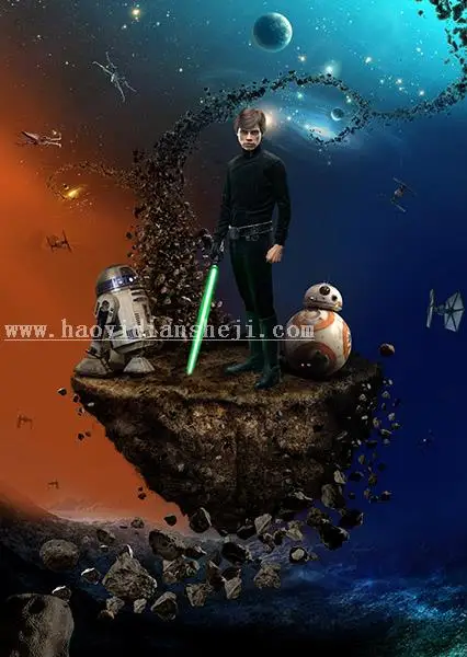场景合成，在PS里合成一个《星球大战》的海报_www.haoyidiansheji.com