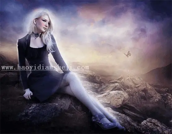 场景合成，合成一个美女在深山的神秘场景_www.haoyidiansheji.com