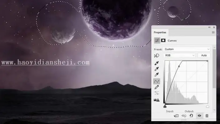风景合成，用PS创建一个暗黑风格的蓝色科幻外星场景_www.haoyidiansheji.com