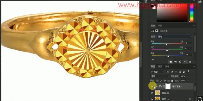 产品修图，给黄金戒指进行精细修图_www.haoyidiansheji.com