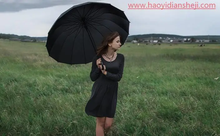 唯美合成，合成在唯美星空下漫步打伞女孩_www.haoyidiansheji.com