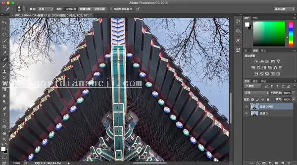 建筑风景，教你调出单色的冷色调风景照片_www.haoyidiansheji.com