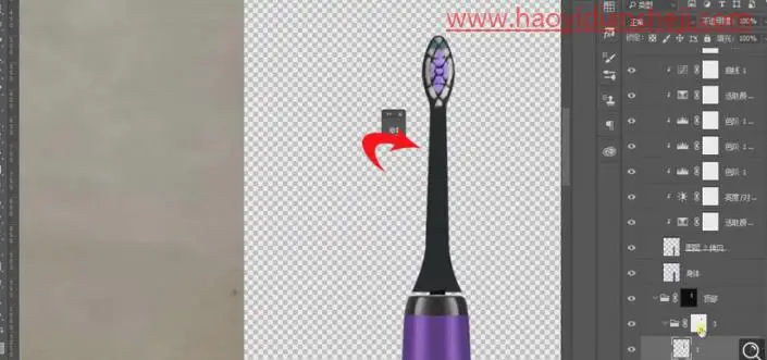 产品修图，给充电式电动牙刷产品精修_www.haoyidiansheji.com