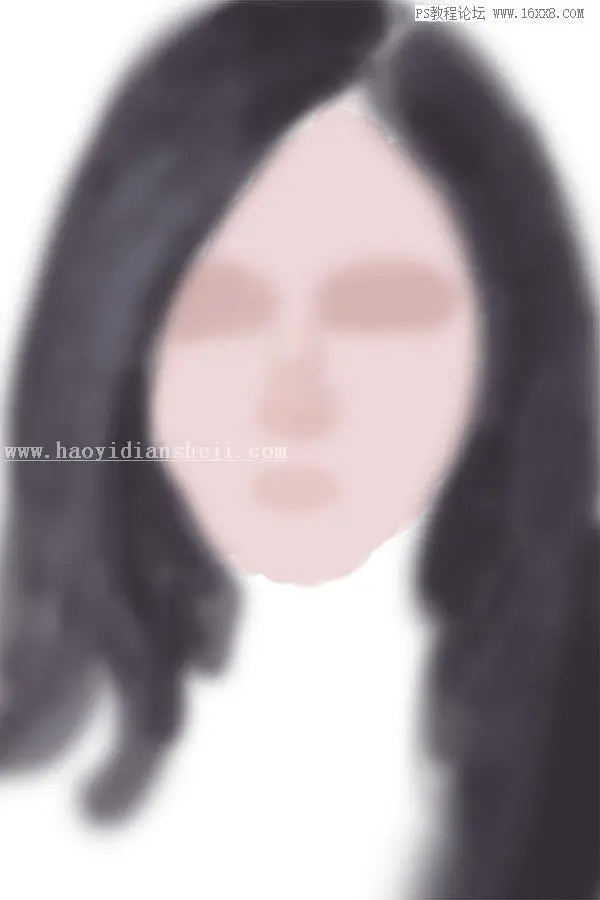鼠绘人物，用PS绘制长发飘飘的女性人物_www.haoyidiansheji.com