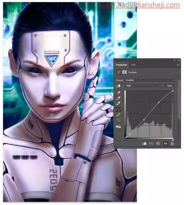 科技感合成，在PS中把数码照片制作成未来机器人效果_www.haoyidiansheji.com