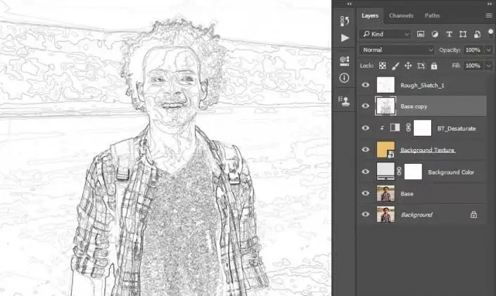 素描效果，通过PS把人物制作成铅笔素描效果_www.haoyidiansheji.com