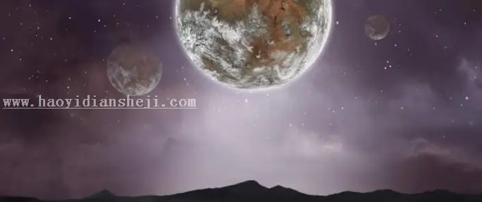 风景合成，用PS创建一个暗黑风格的蓝色科幻外星场景_www.haoyidiansheji.com