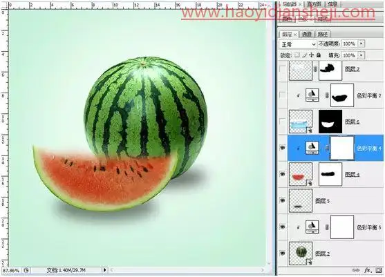 奇幻合成，通过PS合成一个创意的西瓜鱼缸_www.haoyidiansheji.com