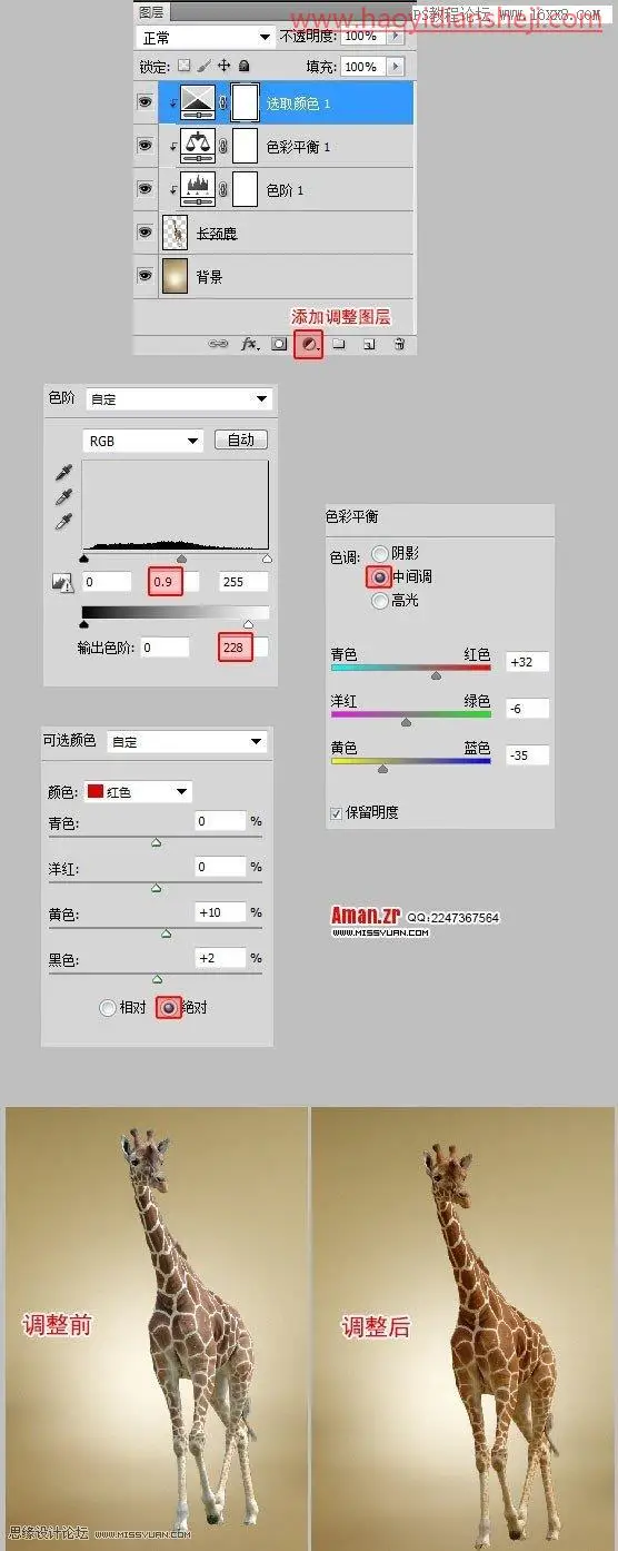 创意合成，通过PS制作一幅创意的长颈鹿熨衣服的创意图片_www.haoyidiansheji.com