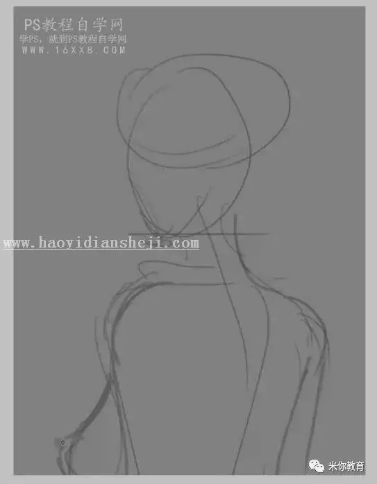 手绘教程，手绘美女头像游戏原画_www.haoyidiansheji.com