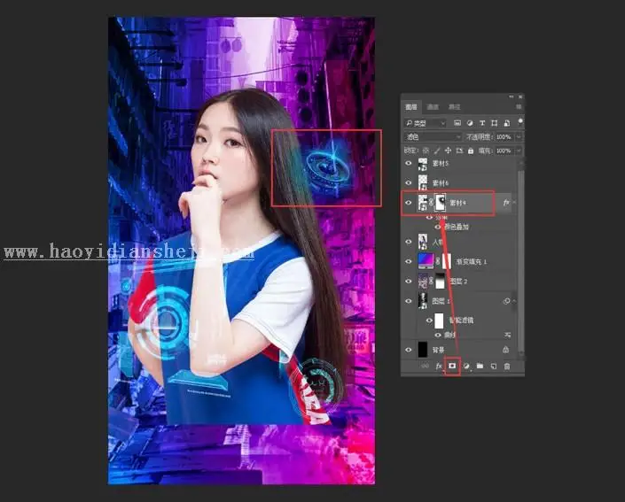 海报制作，制作一种赛博画风的故障海报_www.haoyidiansheji.com