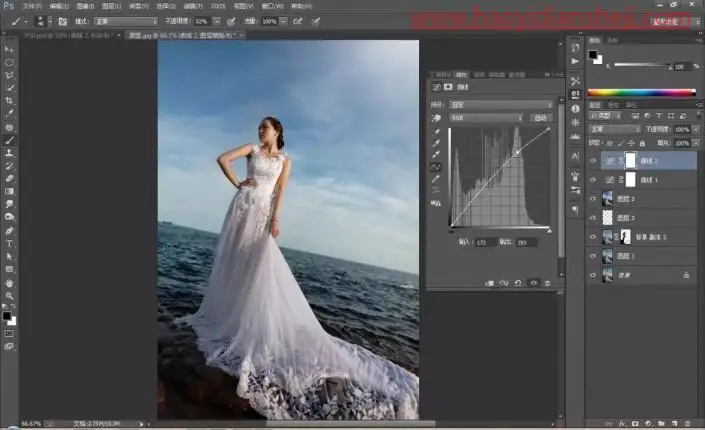 欧美色调，把婚纱照片制作成泛青黄调欧美色_www.haoyidiansheji.com