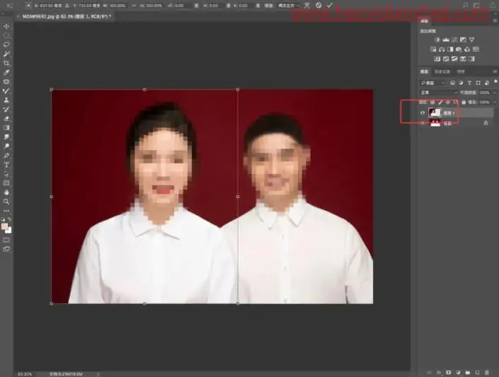 证件照，给结婚证上“女大男小”的照片进行修饰_www.haoyidiansheji.com
