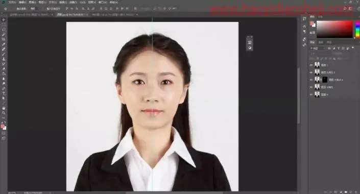 证件照，制作一款商务型的女士证件照_www.haoyidiansheji.com
