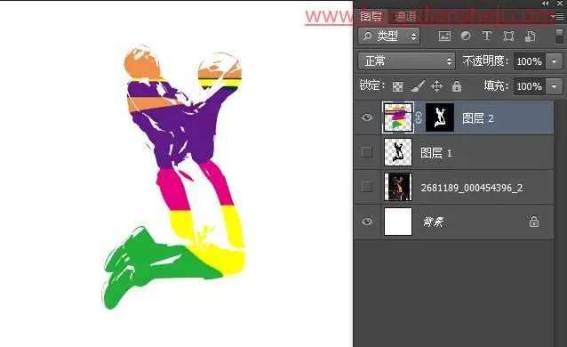 五彩效果，把科比在PS中制作成五彩缤纷效果人像_www.haoyidiansheji.com
