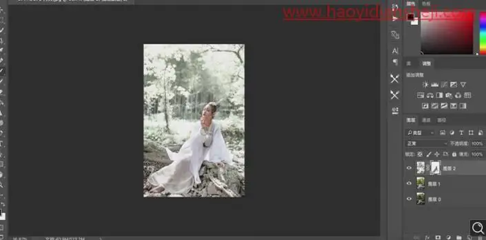 雪景效果，把夏日外景人像打造出一种冬日雪景照片_www.haoyidiansheji.com