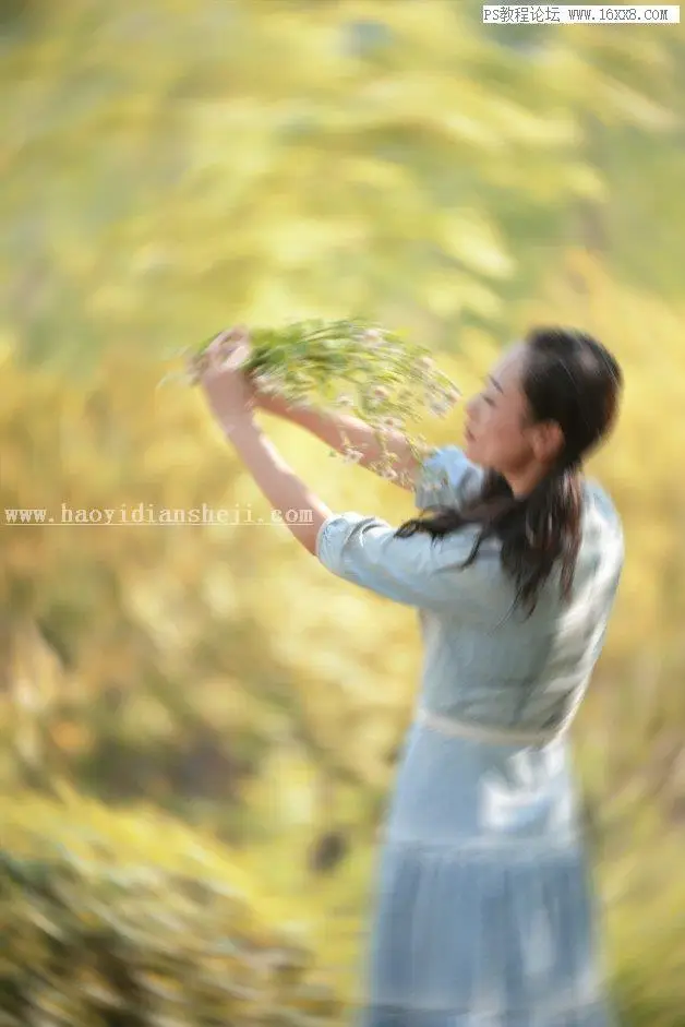 暖黄色，用PS把室外人像调出暖黄的艺术照片_www.haoyidiansheji.com