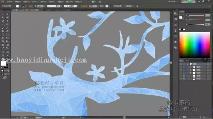 转手绘，用PS加AI制作一只多边形唯美星空鹿_www.haoyidiansheji.com