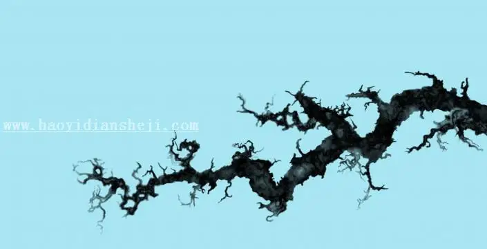 国画效果，用PS制作一张梅花雪景图_www.haoyidiansheji.com