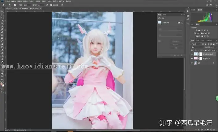粉色调，用PS把动漫cosplay人像调成嫩粉色_www.haoyidiansheji.com