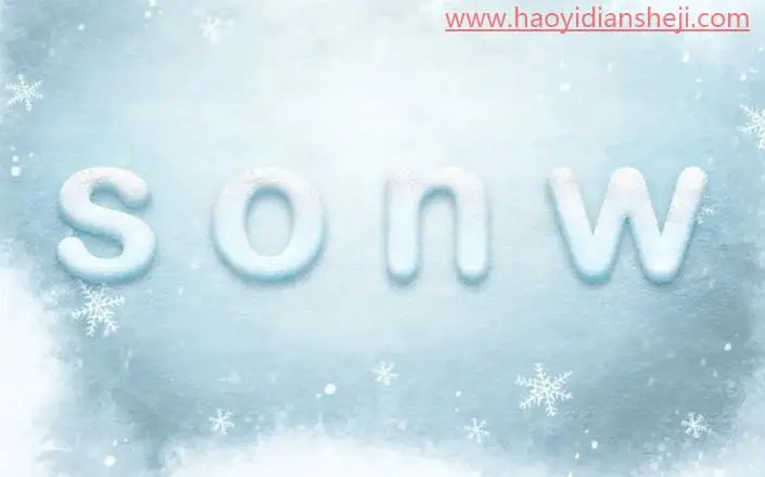 文字制作，在PS中制作冰雪效果文字_www.haoyidiansheji.com