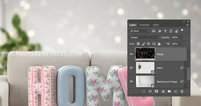 3D功能，通过PS的3D功能制作沙发上的靠枕_www.haoyidiansheji.com