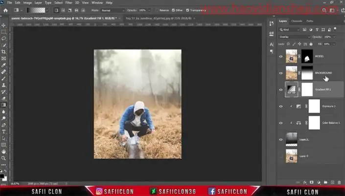 唯美效果，把普通的室外人像照片打造一种夜晚效果_www.haoyidiansheji.com