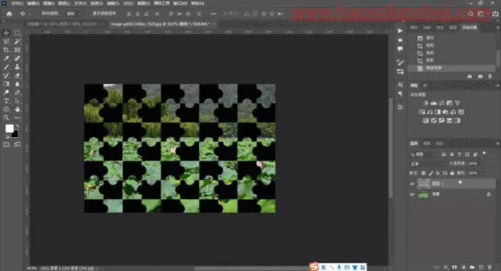 拼图效果，制作荷塘月色拼图效果_www.haoyidiansheji.com