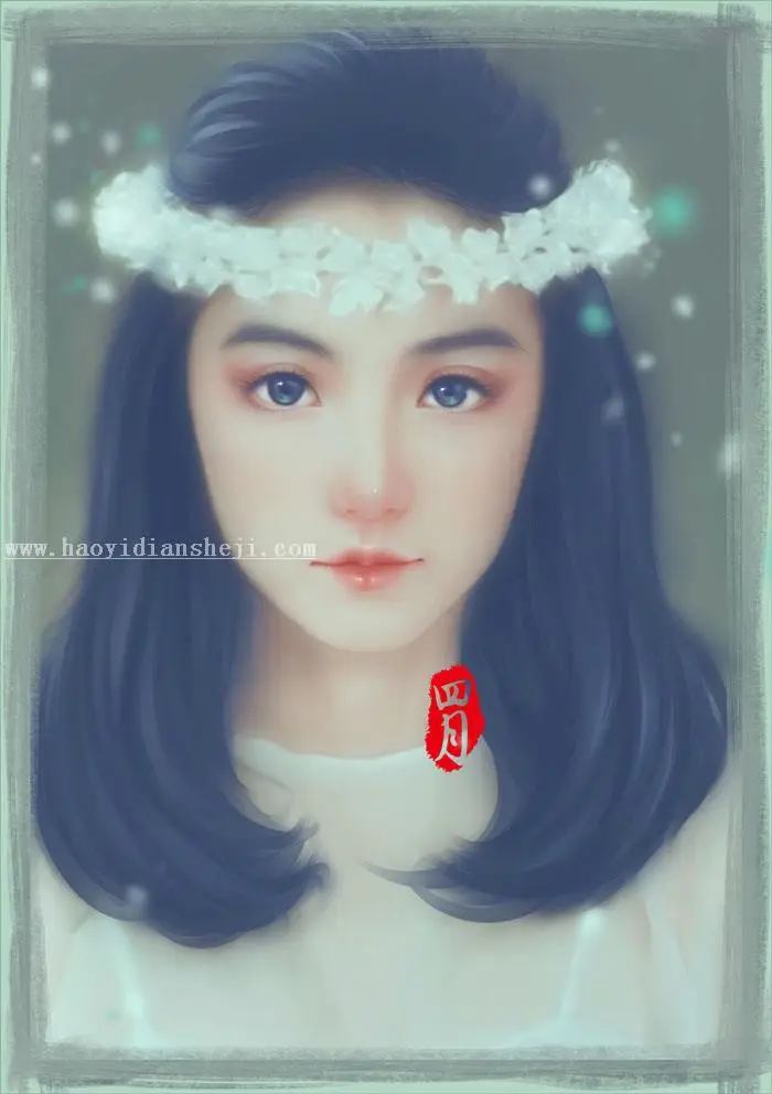 转手绘，给林青霞照片做转手绘效果_www.haoyidiansheji.com