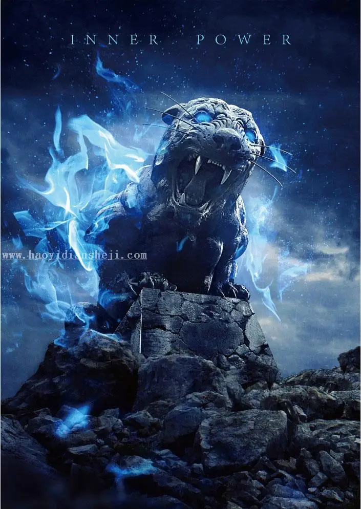 后期合成，魔幻石虎的制作过程_www.haoyidiansheji.com