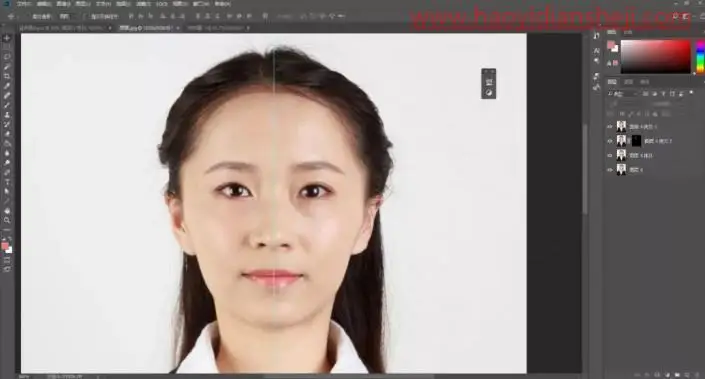 证件照，制作一款商务型的女士证件照_www.haoyidiansheji.com