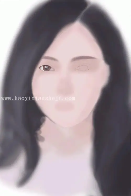 鼠绘人物，用PS绘制长发飘飘的女性人物_www.haoyidiansheji.com