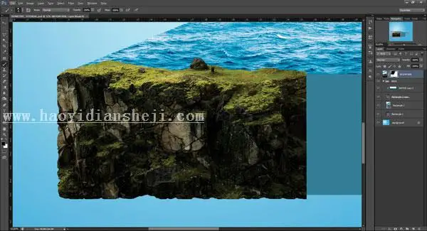 场景合成，在ps中合成一个微缩水族馆_www.haoyidiansheji.com