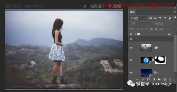 唯美合成，制作月光下的美少女的唯美场景_www.haoyidiansheji.com