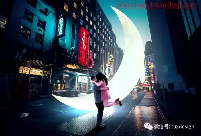 奇幻合成，通过PS合成一幅遗忘在城市中的月光的超现实场景图_www.haoyidiansheji.com
