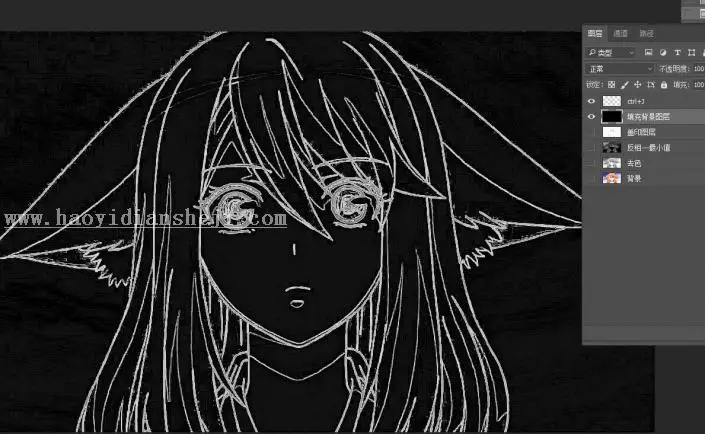 线稿教程，用PS把喜欢的动漫人物的线稿提取出来_www.haoyidiansheji.com