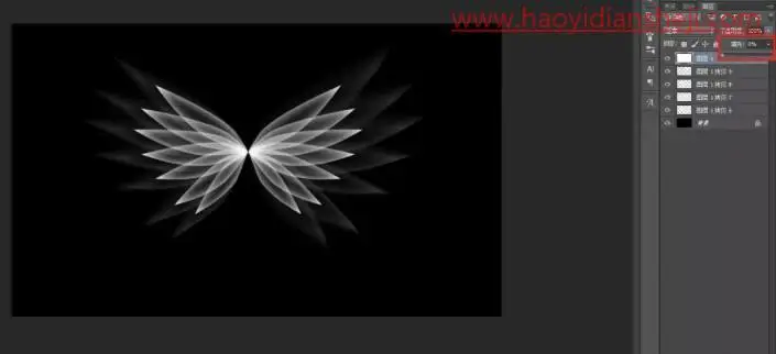 图案制作，在PS中制作梦幻的光影翅膀_www.haoyidiansheji.com