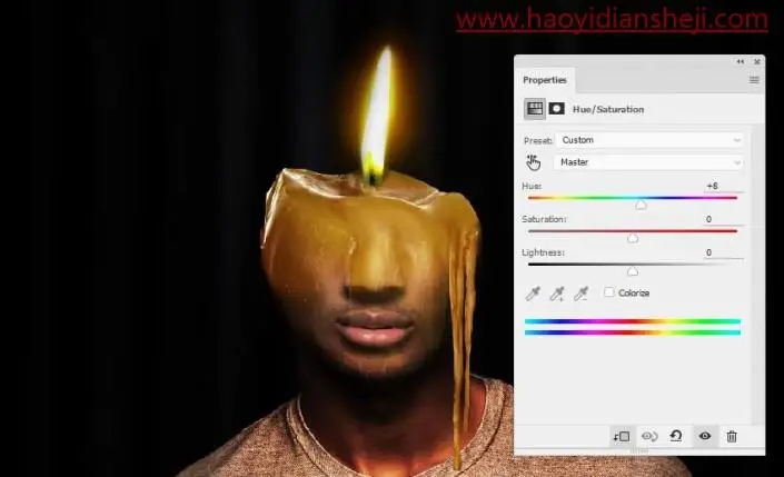 恶搞合成，通过PS设计一幅创意蜡烛人的造型_www.haoyidiansheji.com