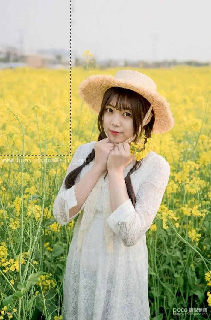 LR调色教程，通过LR给油菜花拍摄的人像调出小清新的效果_www.haoyidiansheji.com