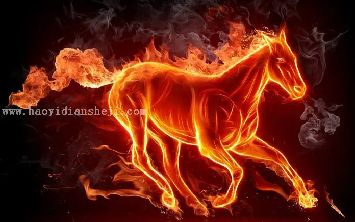 通道抠图，利用通道抠出火焰骏马奔腾的图片_www.haoyidiansheji.com