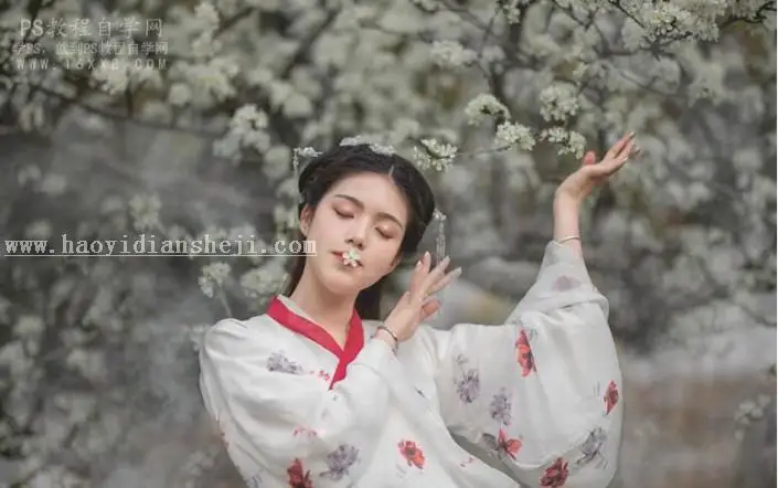 古风摄影，通过PS调出古风后期清冷白调的照片_www.haoyidiansheji.com