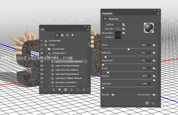 金属字，用PS制作3D效果的金属铆钉文字_www.haoyidiansheji.com