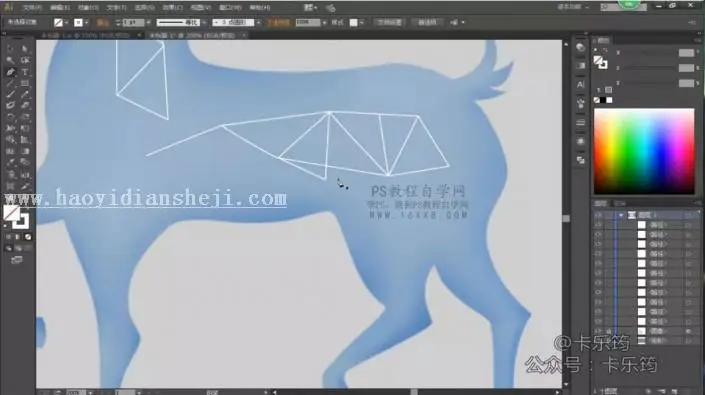 转手绘，用PS加AI制作一只多边形唯美星空鹿_www.haoyidiansheji.com