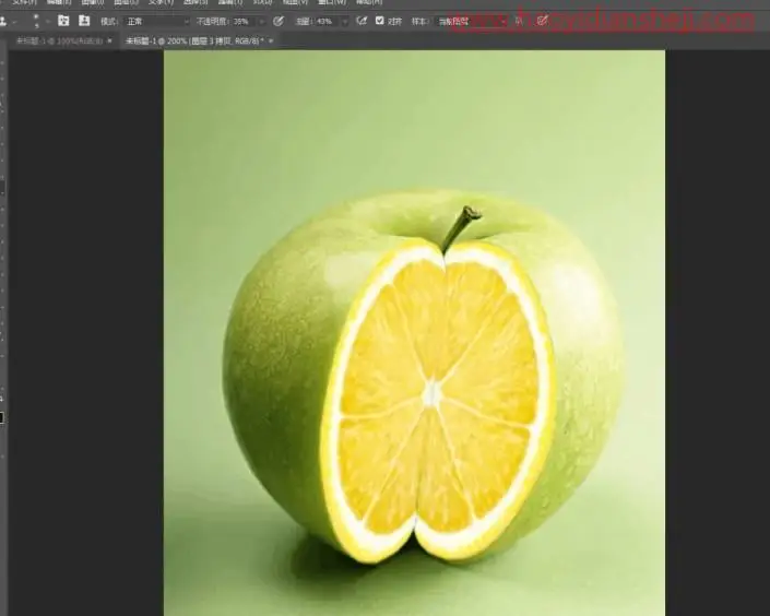 创意合成，在PS中合成一款极具创意的苹果橙子_www.haoyidiansheji.com