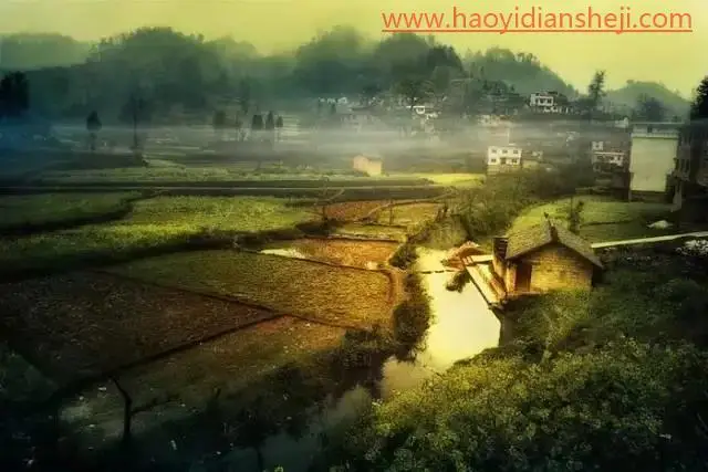 油画效果，把田园风景的数码照片转成唯美的油画效果照片_www.haoyidiansheji.com