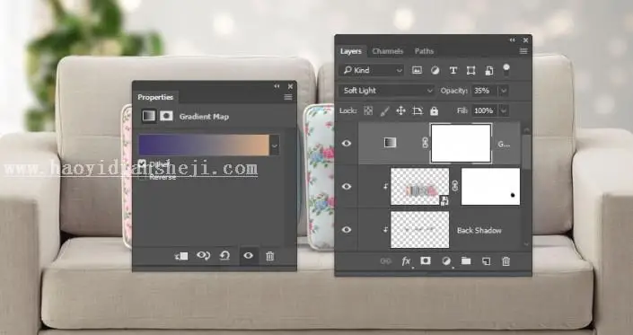 3D功能，通过PS的3D功能制作沙发上的靠枕_www.haoyidiansheji.com