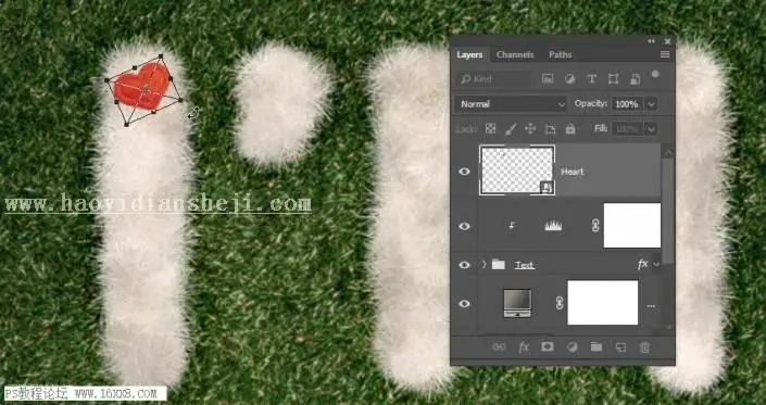 可爱字，通过PS制作可爱的毛绒绒质感的仿皮毛字体_www.haoyidiansheji.com