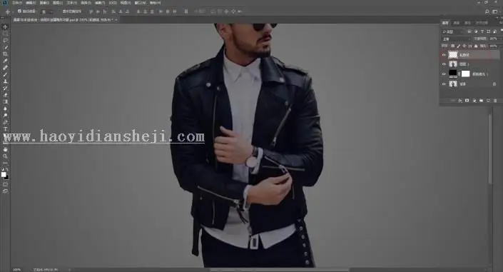 手绘效果，用PS给模特穿一件“透明”的衣服_www.haoyidiansheji.com