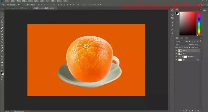 创意合成，制作一款创意橙子杯子_www.haoyidiansheji.com